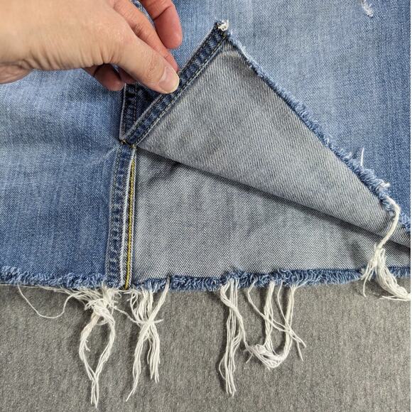 Fossil Jean Skirt Womens 8 Mini Raw Hem Cut off Slit Distressed Y2K Grunge Boho - Picture 6 of 11